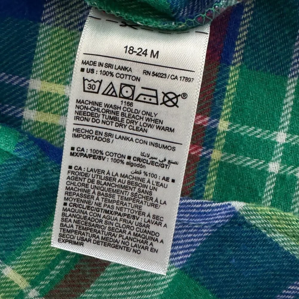 Old Navy Cozy Long-Sleeve Plaid Pocket Shirt Baby Toddler Boys Size 18-24 Months